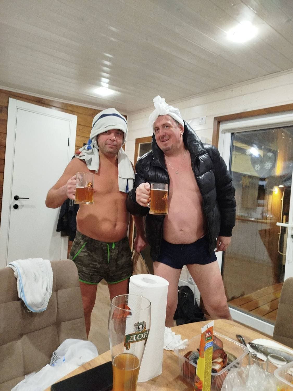 в баньке.